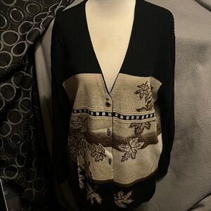 Elegant Black and Cream Cardigan Sweater